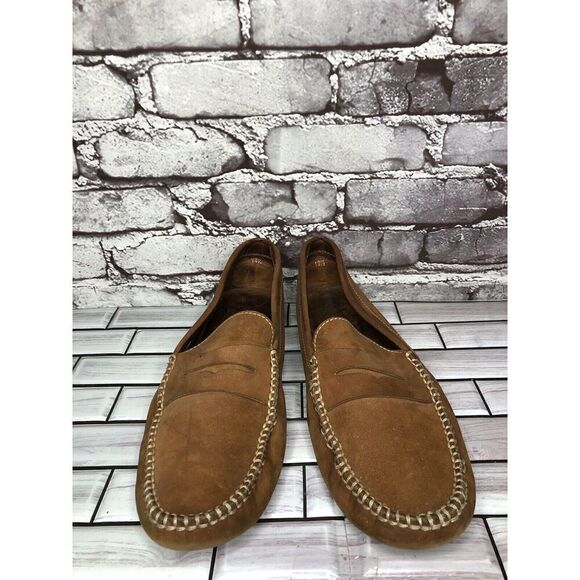 JP Tods Brown Leather Penny Loafers Driving Slip On Shoes Men Sz 10.5M US/44EU - Picture 4 of 16